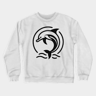 Stick Figure of a Dolphin in Black Ink Crewneck Sweatshirt